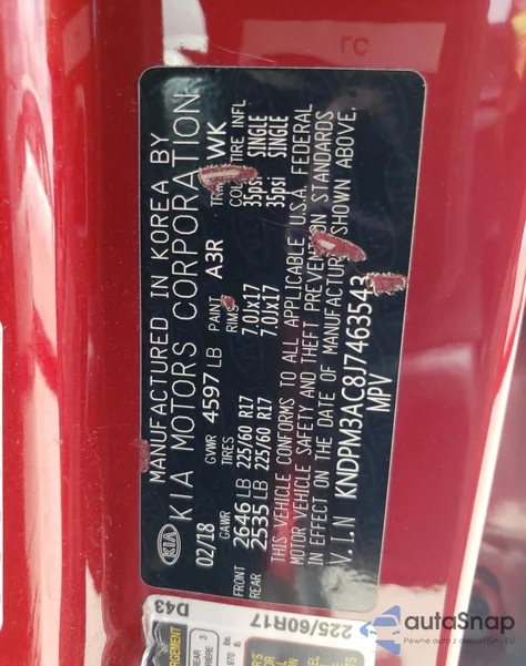 2018 Kia Sportage Lx z USA, uszkodzony, nr VIN KNDPM3AC8J7463543